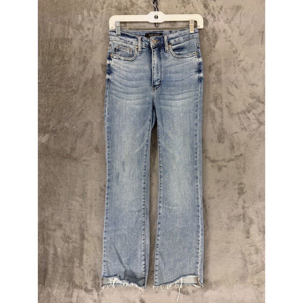 Judy Blue Slim Boot Light Wash High Rise Raw Hem Jeans JB88481‎ MD Womens 1/25